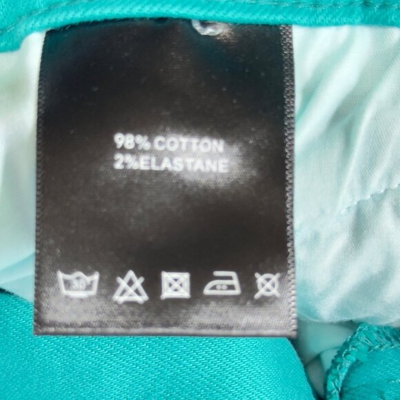 TULONES Currency Collections Men's Cargo Pants Turquoise Cotton Stretch Size 28 - Picture 10 of 12